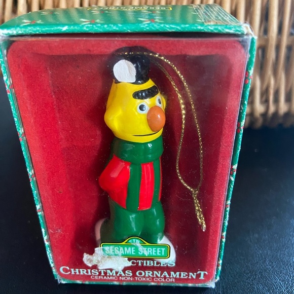 Other - Vintage Sesame Street Collectible Bert Ice Skating Ceramic Christmas Ornament